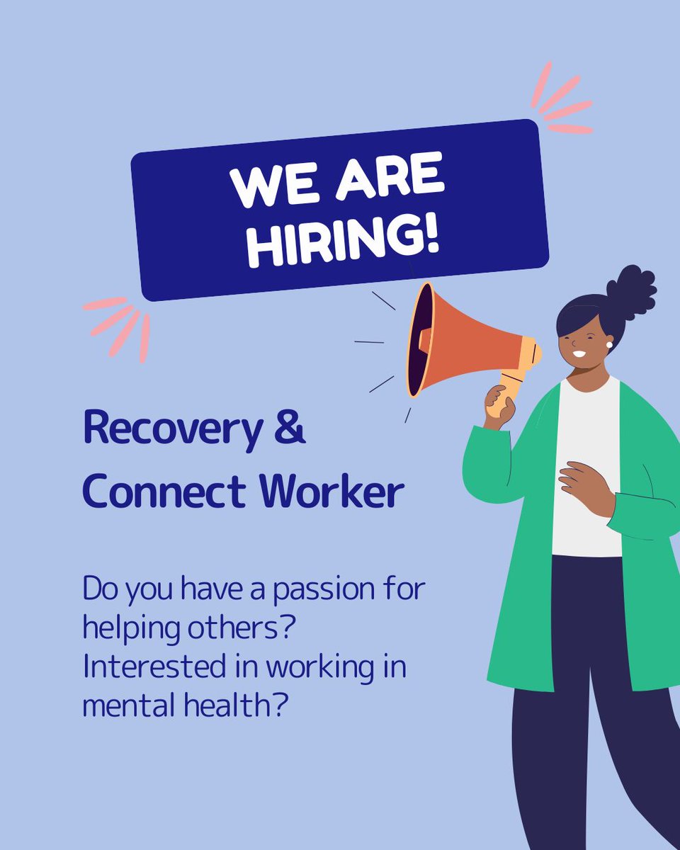 🔔 New Vacancy - Recovery &amp; Connect Worker!

We’re looking for a highly motivated individual with experience working alongside people facing mental health challenges, helping them achieve their goals and regain independence. 

APPLY here:
maryfrancestrust.org.uk/vacancies/reco…