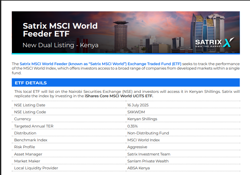 🚨 The Satrix MSCI World Feeder ETF is finally coming to the Nairobi Securities Exchange (NSE). 

But will Kenyan investors ditch offshore platforms like Interactive Brokers?

Let’s break down why most will stay offshore despite this local listing 🧵