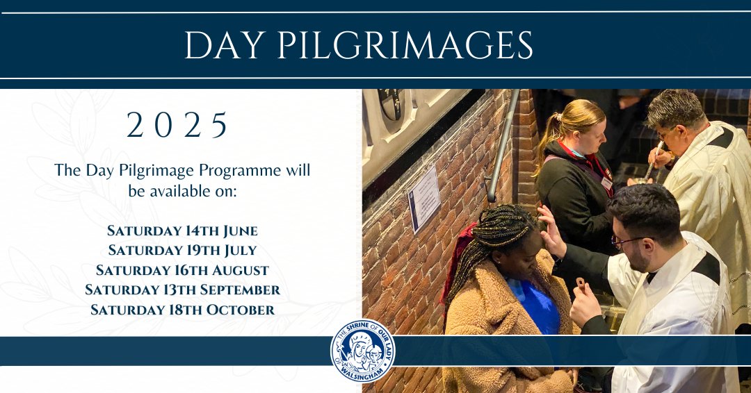 If you are unable to come and stay with us then why not book to bring a group for one of the Shrine's Day Pilgrimages. We have an organised programme of services for Day Pilgrimages one Saturday in every month during the season. Visit bit.ly/daypilgrimages for details.