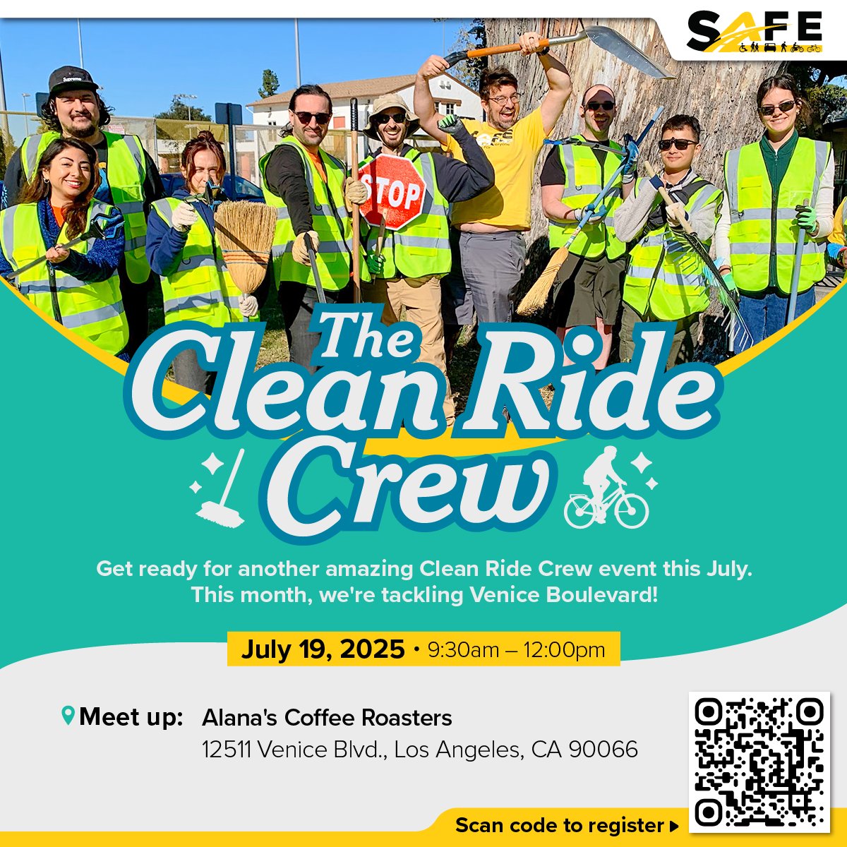 StreetsR4Every1's tweet image. Join SAFE as we team up to clean & care for one of LA’s most vital bike paths.
📲 Sign up at streetsareforeveryone.org or scan the QR code in the post.
#CleanRideCrew #BikeLA #StreetsAreForEveryone #VolunteerLA #SafeStreets