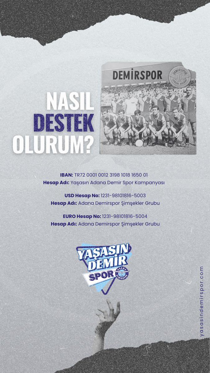 #YasasinDemirspor kampanyamızın döviz hesapları aktif hale getirilmiştir.

Yurtdışında kampanyamıza destek olmak isteyen herkes artık yardımda bulunabilirler.

Hesap bilgilerimiz ekteki görselde mevcuttur.