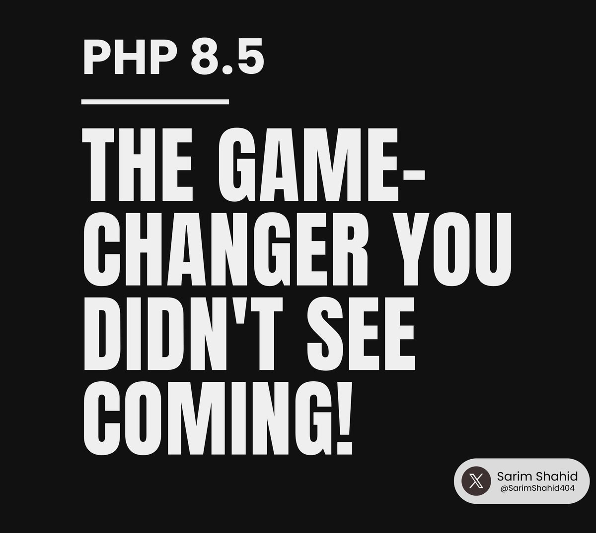 SarimShahid404's tweet image. PHP 8.5 is coming this November
• Native property accessors
• Pipe operator (|>)
• array_first() / array_last()
• Enum fetch()
• Many more...
Feels like PHP is finally growing up in all the right ways.
You upgrading or still stuck on 7.x? 😅
#PHP85 #ModernPHP #WebDev