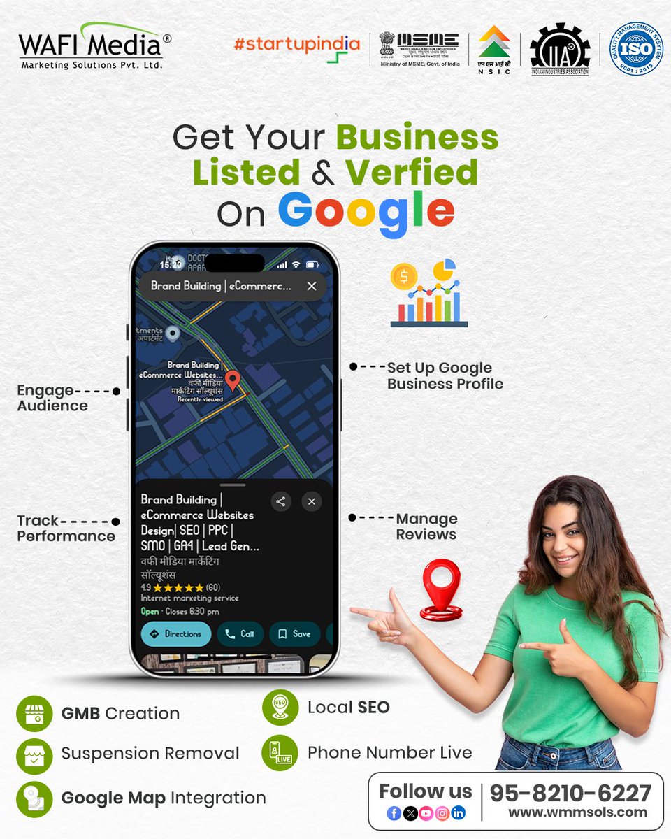 Get Your Business Listed &amp; Verified on Google!

Stand out on Search &amp; Maps with Wafi Media. From GMB setup to Local SEO—we handle it all! 

✅ GMB Setup
✅ SEO &amp; Map Integration
✅ Review Management

📞 95-8210-6227 | 🌐 wmmsols.com

#GoogleMyBusiness #LocalSEO