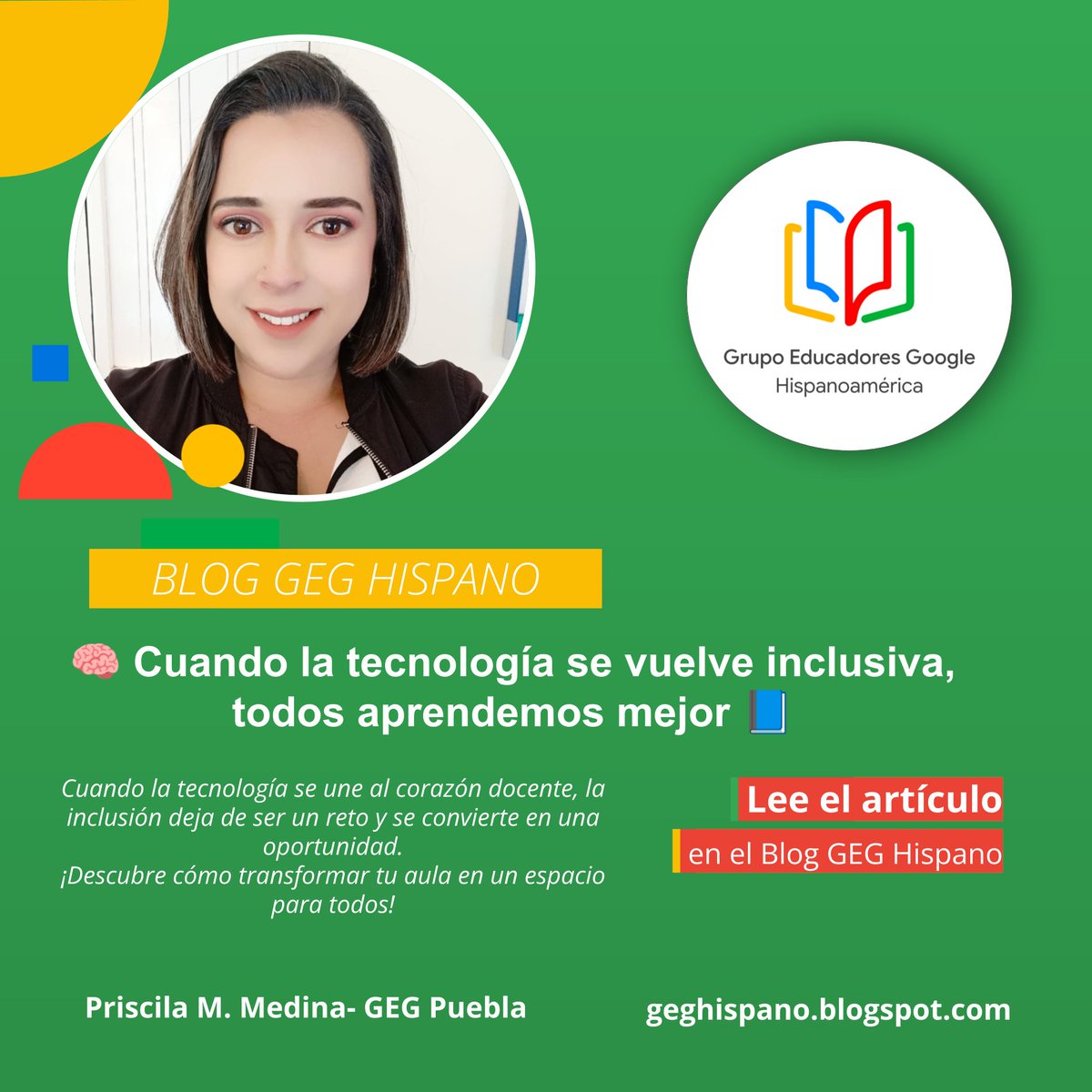 GEG Hispanoamérica (@geghispano) on Twitter photo ¡Dos artículos imperdibles en nuestro Blog!
🤔 "¿Policía de IA o mentor? ¿Qué lado tomar?", por Betzabé Orenos (<a href="/GEGGuatemala/">GEG Guatemala</a>), y💡 "Cuando la tecnología se vuelve Inclusiva, todos aprendemos mejor", por Priscila Medina (GEG Puebla).
Pueden leerlos aquí: geghispano.blogspot.com ¡Dos artículos imperdibles en nuestro Blog!
🤔 "¿Policía de IA o mentor? ¿Qué lado tomar?", por Betzabé Orenos (<a href="/GEGGuatemala/">GEG Guatemala</a>), y💡 "Cuando la tecnología se vuelve Inclusiva, todos aprendemos mejor", por Priscila Medina (GEG Puebla).
Pueden leerlos aquí: geghispano.blogspot.com
