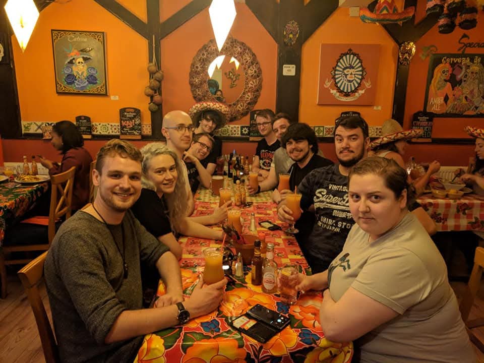 Jonoridge's tweet image. Feeling nostalgic. 
Photos from #Develop 7 years ago!
Good times with many old #BAFTACrew #gamedev peeps. 
The golden nails did make it feel like a bit of a cult. 😂💅