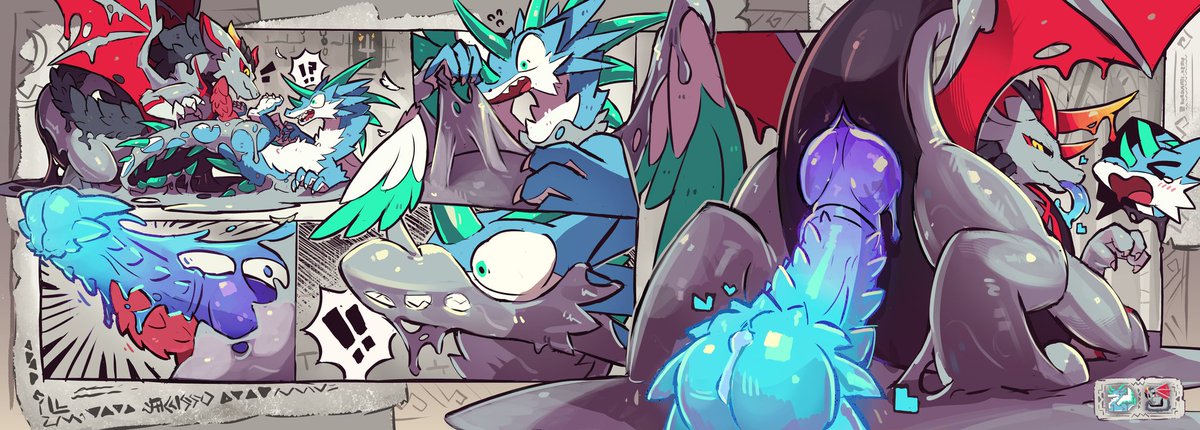 Alrtoca lies pinned helplessly beneath the goo dragon's form.
His gaze drifts down Alrtoca's body with ravenous intent.
Alrtoca struggles futilely... but deep down he knows:

Their body is destined for a honeymoon ravished into ecstasy...💙

🦔🐲 <a href="/alrtoca/">Alrtoca</a>
🎨 <a href="/kurousagi_kemo/">KUROUSAGI🔞</a>