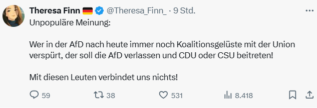Im AfD-'Vorfeld' will man die Befürworter einer Koalition mit CDU/CSU los werden: