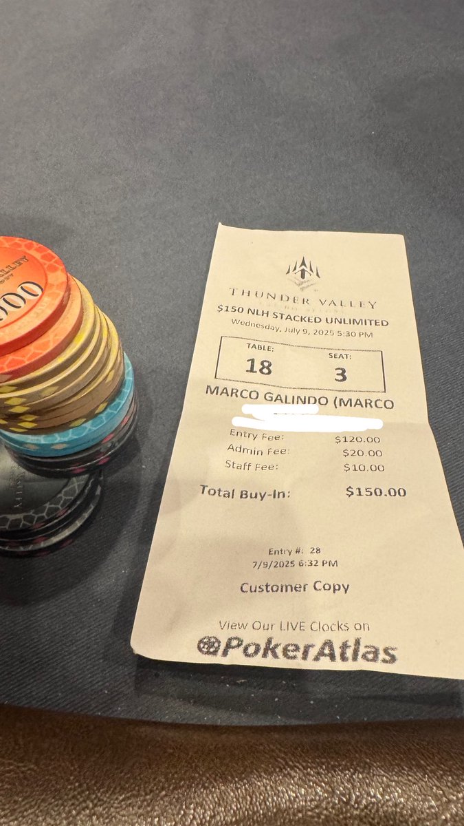 poker_marcog's tweet image. Chopped the new 5:30 Wednesday nightly @TVPokerRoom @Thunder_Valley in 2nd tonight. Really fast start to finish, not a lot of runners tonight. Regged just after 6:30 and was finished up at 9:30. $150 -> $930, 1 Bullet. Gg