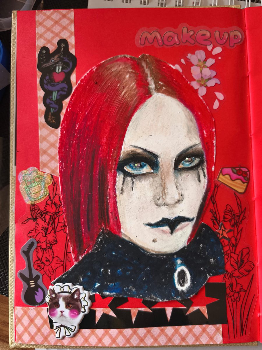 Kelleimporta's tweet photo. I was made this with Oleo Pastel, and stickers on my sketchbook @D_Tsunehito #Vkey #draw https://t.co/fq1qfudwNP