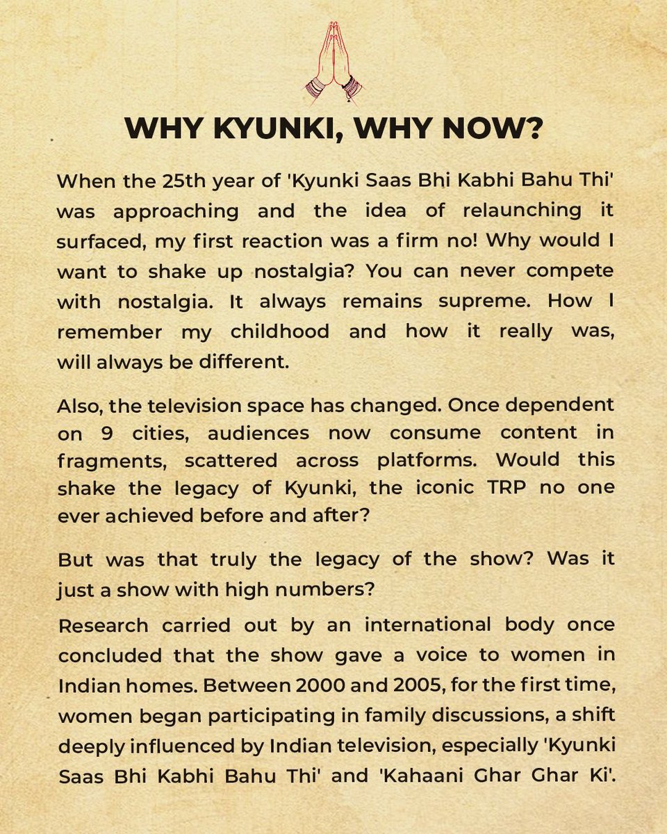 EktaaRKapoor's tweet image. 🙏

#KyunkiSaasBhiKabhiBahuThi