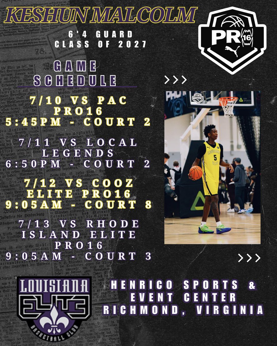 KeShun ( Ke ) Malcolm (@kfivee_) on Twitter photo 🚨Coaches🚨 here’s my (2027 KeShun Malcolm) schedule for this weekends NXTPRO Live Period in Richmond, Va.
Ruston HS La
AAU: <a href="/LaNetworkBBall/">Louisiana Network Basketball</a> <a href="/LaElite_Sports/">Louisiana Elite</a>
Top 10 in state
3.5 GPA 🚨Coaches🚨 here’s my (2027 KeShun Malcolm) schedule for this weekends NXTPRO Live Period in Richmond, Va.
Ruston HS La
AAU: <a href="/LaNetworkBBall/">Louisiana Network Basketball</a> <a href="/LaElite_Sports/">Louisiana Elite</a>
Top 10 in state
3.5 GPA