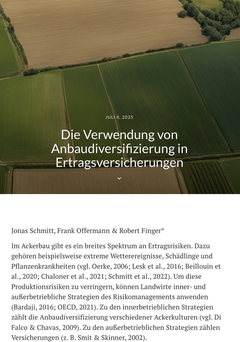 RobertFinger1's tweet image. Die Verwendung von Anbaudiversifizierung in Ertragsversicherungen 

Neuer Agrarpolitik-Blog (lead Jonas Schmitt, mit Frank Offermann)

agrarpolitik-blog.com/2025/07/08/die…

Paper in Food Policy doi.org/10.1016/j.food…
