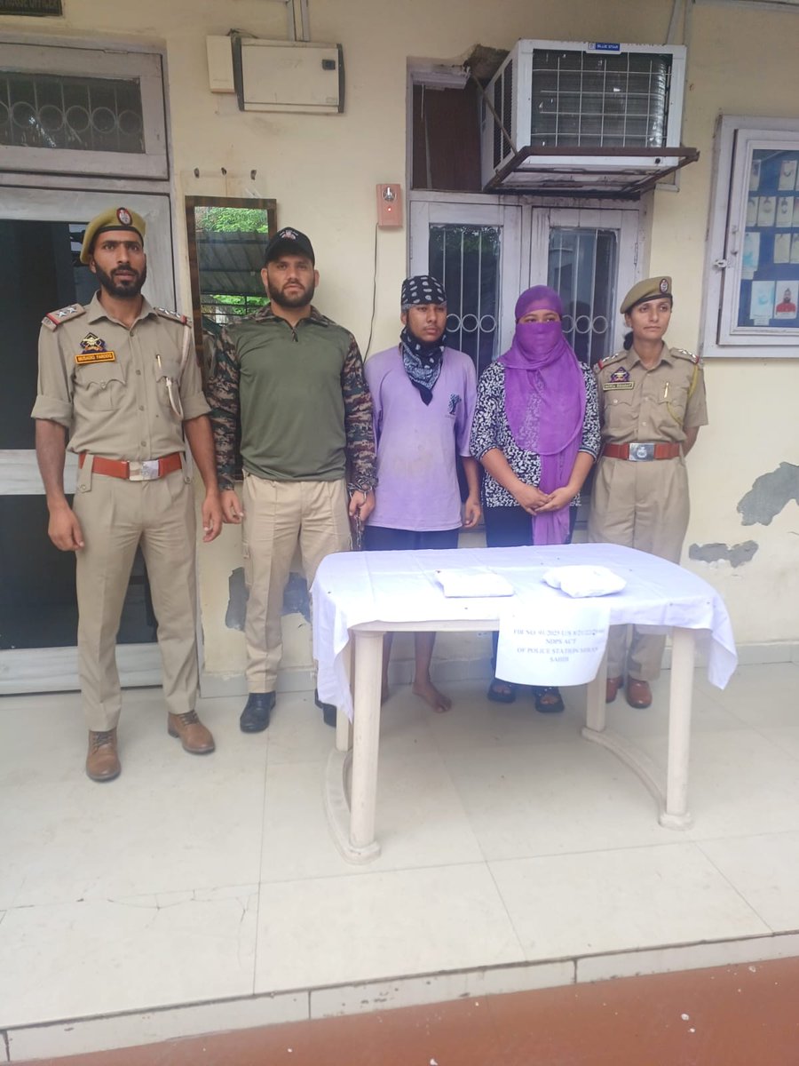 PS Miran Sahib arrested two siblings with approx 550g heroin worth ₹70 lakh during naka at Balol Naka. Scooty JK02DA-9805 seized. FIR 91/2025 under NDPS Act registered. Their mother was earlier arrested in a Punjab drug case. Further investigation into supply network underway.