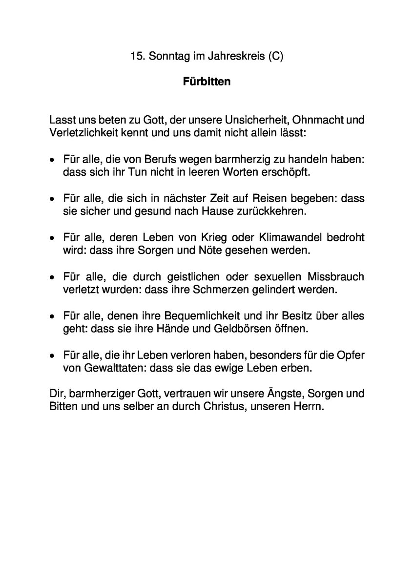 WolfgangFRothe's tweet image. Meine #Fürbitten für den 15. #Sonntag im #Jahreskreis dürfen wie immer gerne verwendet, verändert, ergänzt, gekürzt und geteilt werden.
#Gott #Religion #Glaube #Bibel #Kirche #Gemeinde #Jesus #Christus #Christentum #Gebet #Eucharistie #Gottesdienst #Liturgie #Spiritualität