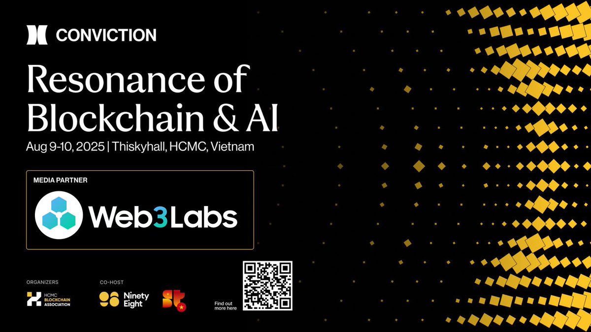 Web3lab_DAO's tweet image. Web3Labs is proud to be an official Media Partner of Conviction VN – Resonance of Blockchain & AI.
As Vietnam accelerates its adoption of frontier technologies, #Conviction 2025 stands out as a pivotal platform where Blockchain meets Artificial Intelligence – not just in theory,…