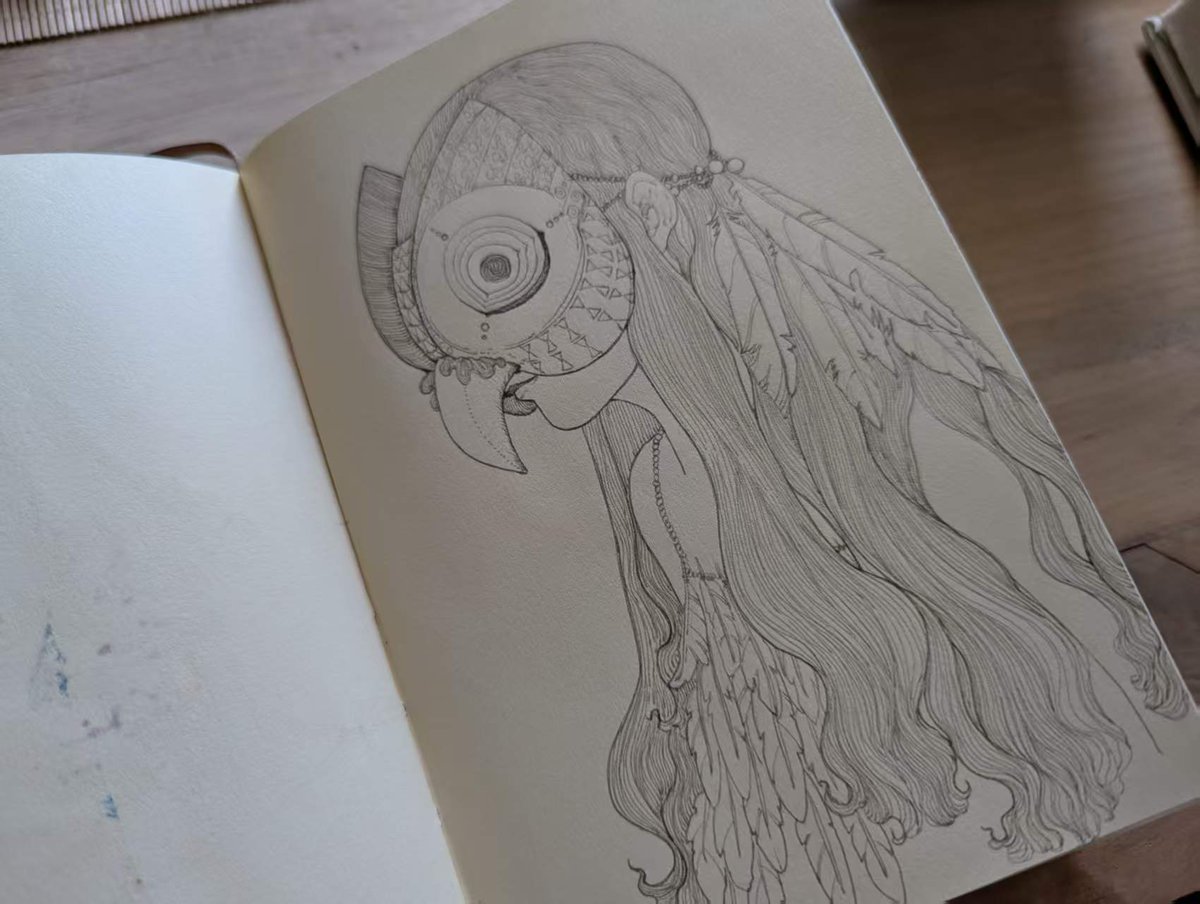 fourlanlan's tweet image. 手绘画画。
戴面具的女人。
#artmoots #drawing