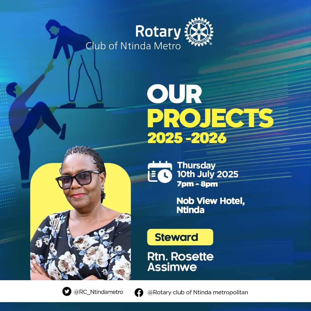 Join our own Director of Projects, Rtn Rosette Assimwe tonight to comprehensively discuss the Club's project implementation in our Unity Year. All your individual contributions  are important to crafting the right projects. Your attendance will be highly appreciated. 

#Seeyou