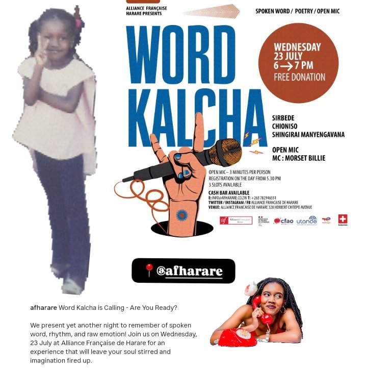 🎤✨️-Apparently, we have a date with poetry this July, you &amp; I♥️.

<a href="/AFHarare/">AF Harare</a> 

#wordkalcha #poetryinharare #chioniso #spokenword #queueforadream