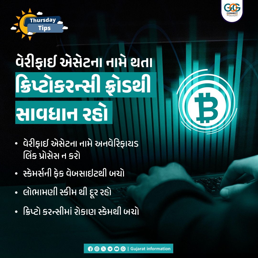 CollectorDahod's tweet image. સાયબર ફ્રોડ કે શંકાસ્પદ નાણાકીય વ્યવહારના કિસ્સામાં તાત્કાલિક 1930 પર ફરિયાદ કરો. જાગૃત રહો, છેતરપિંડીથી બચો! 

સાવચેતી એ જ સુરક્ષા!🛡️

#ThursdayTips
#MahitiMorning
#CryptoScamAlert