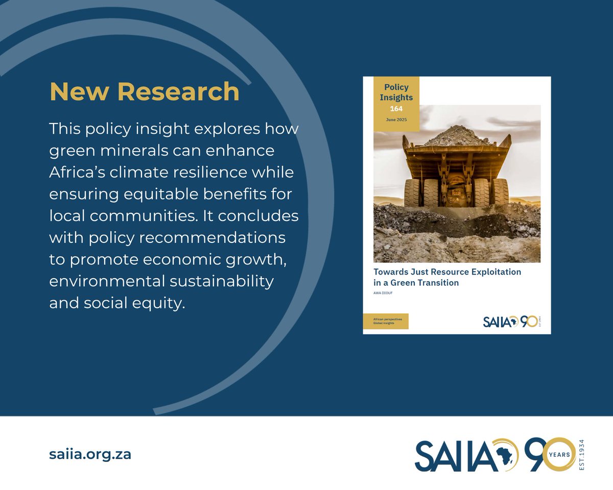 🆕 With strong policies and oversight, Africa has the potential to lead the #greentransition in a way that ensures mineral exploitation supports a more equitable and sustainable future, writes Awa Diouf.

ℹ️bit.ly/44zdWY1