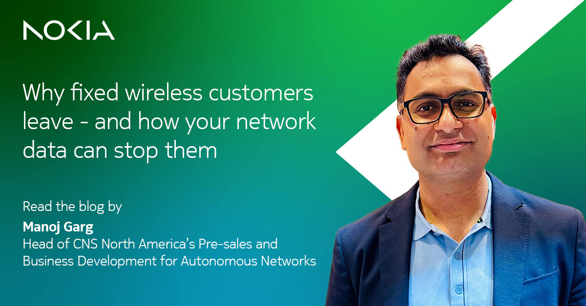 Your network knows more than you think. 

Nokia’s Manoj Garg discusses how using the right data at the right time can help CSPs retain #fixedwireless customers. 

Read the full article: nokia.ly/3TwI7tW