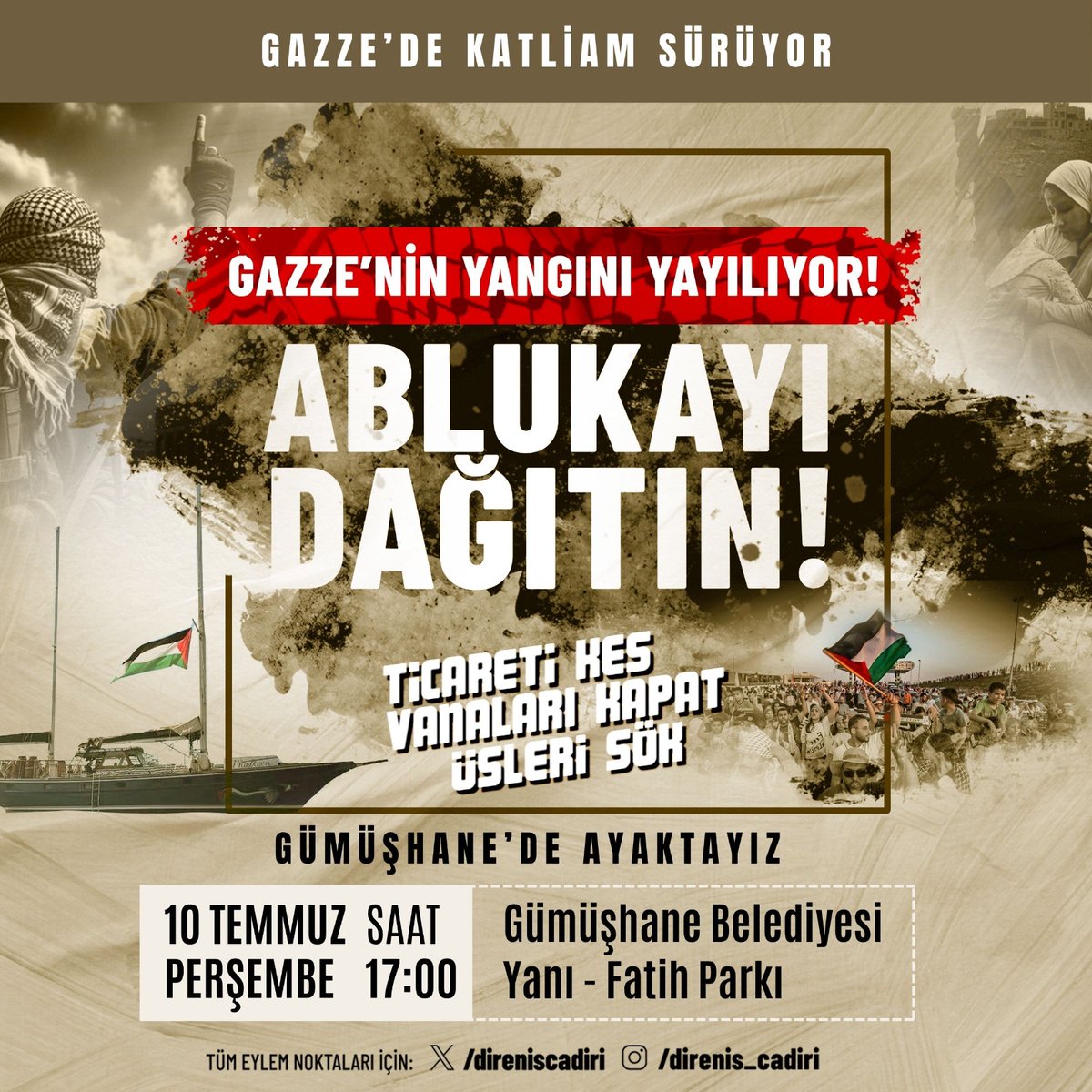 Gazze'de soykırım sürüyor! 
Ateşkes görüşmeleri devam ederken işgalci İsrail açlığa mahkum ettiği Gazze halkını toplama kampına kapatma ve tehcire tabi tutma planlarını sürdürmek istiyor.
ABD ve İsrail'in bölgemize yönelik şeytani planları karşısında Filistin halkının yanında yer
