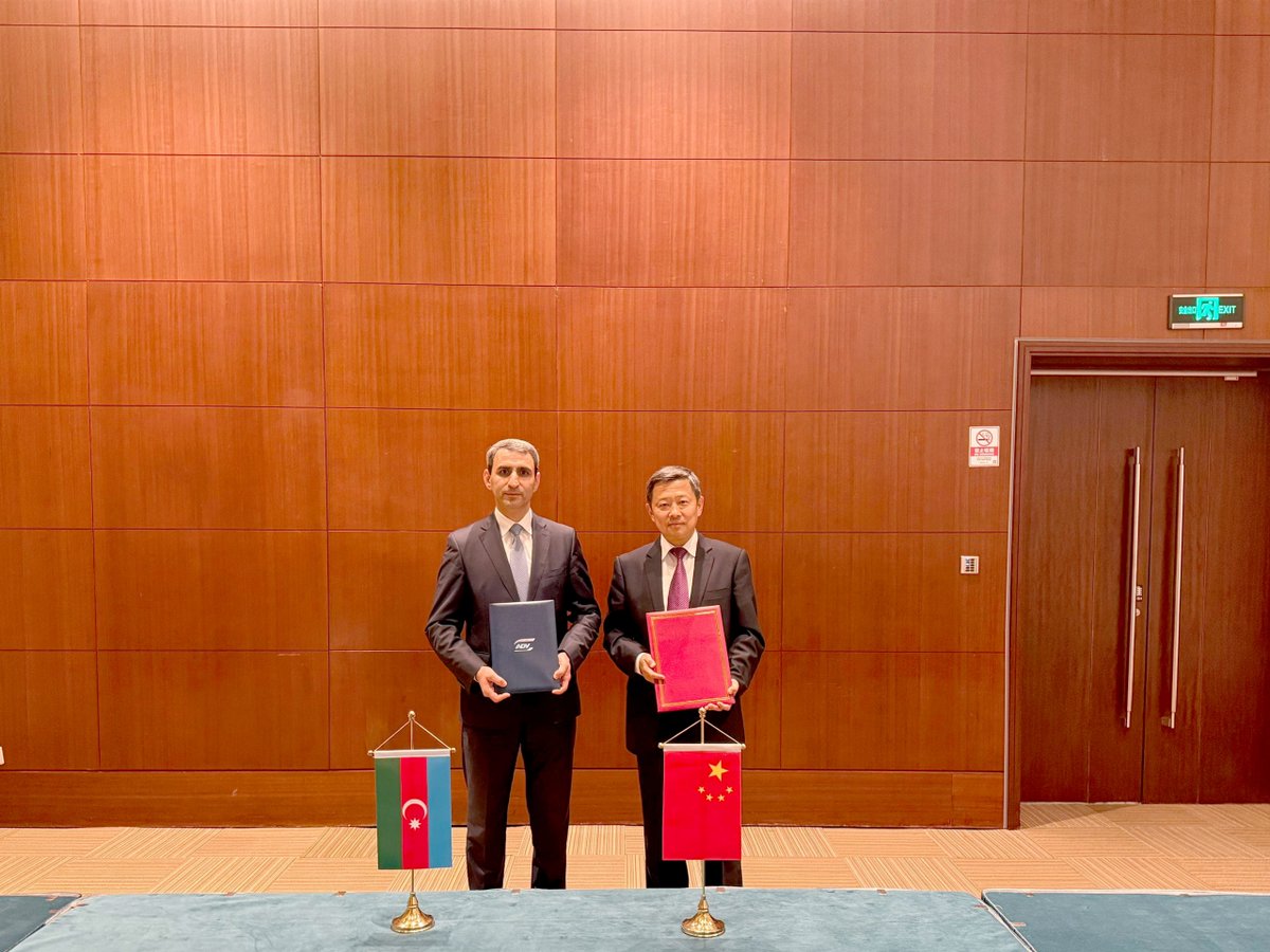 🇦🇿🇨🇳 #ADY Chairman Rovshan Rustamov met with China Railway Corp. President Sun Syudo in Beijing.

🤝 Discussions covered transit, multimodal logistics, infrastructure development &amp; digitalization.
📈 Rail freight rose 47% to 612K tons.
📝 MoU signed to boost cooperation #railways