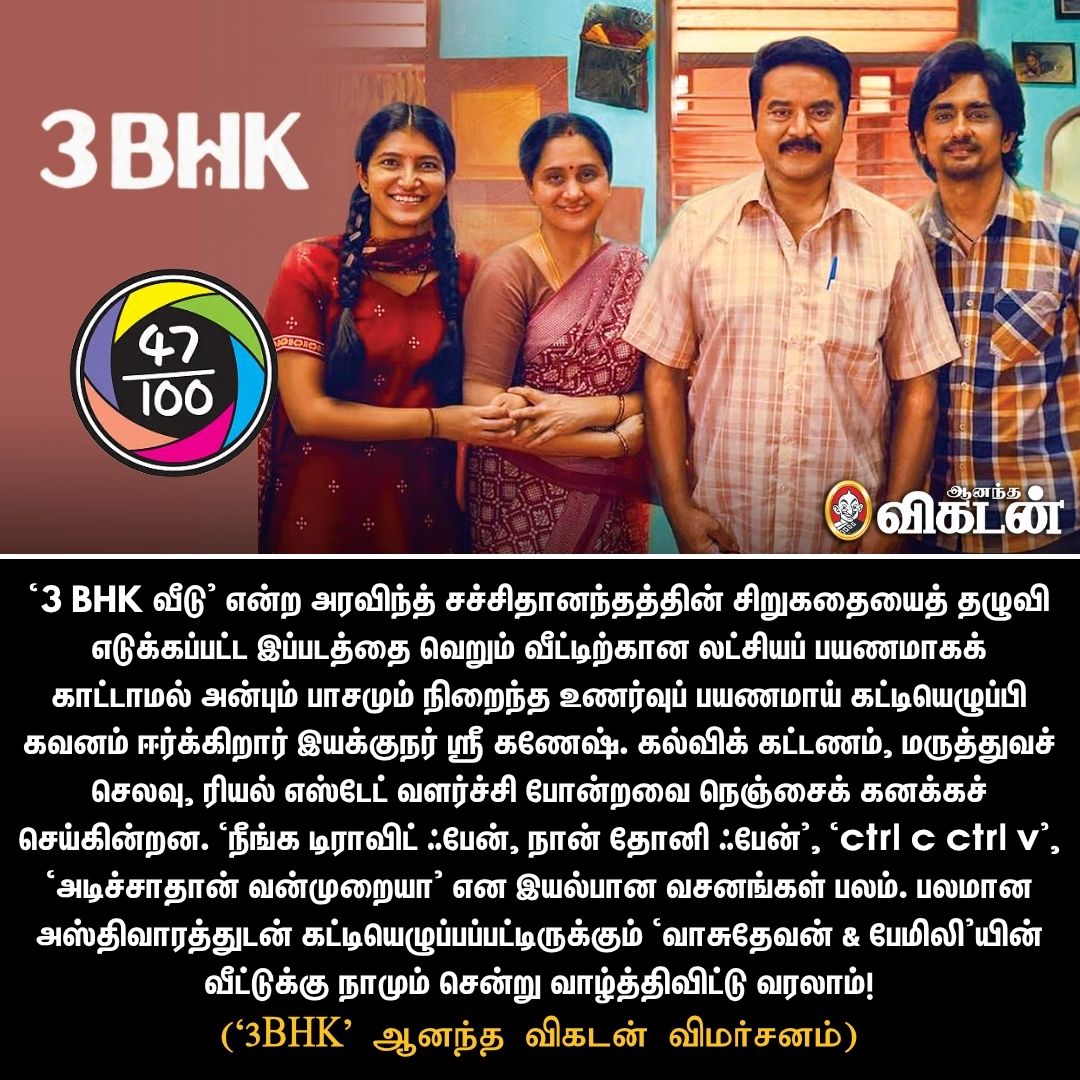 '3BHK' ஆனந்த விகடன் விமர்சனம்! 

#3BHK | #AnandaVikatan | #VikatanReview