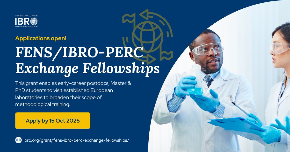IBROorg's tweet image. 🔎 Looking to learn research techniques that are not yet available in your lab?
The FENS/IBRO-PERC Exchange Fellowship #grant offers up to €4,000 for Europe-based researchers to train in top labs on the continent.
Apply by 15 Oct: ibro.org/grant/fens-ibr…
#IBROinEurope @FENSorg