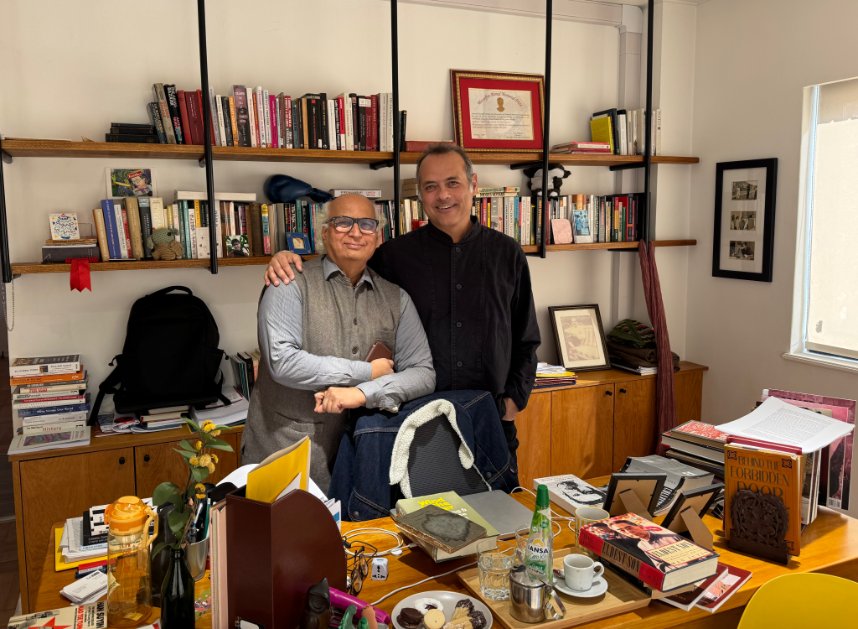 Vijay Prashad (@vijayprashad) on Twitter photo Very pleased to welcome Shri <a href="/SudheenKulkarni/">Sudheendra Kulkarni</a> to the <a href="/tri_continental/">Tricontinental Institute for Social Research</a> office in Santiago. Over several hours we discussed the current situation in India, the potential for India within the BRICS+ bloc, the importance of good relations for India with China, Pakistan, Bangladesh, Very pleased to welcome Shri <a href="/SudheenKulkarni/">Sudheendra Kulkarni</a> to the <a href="/tri_continental/">Tricontinental Institute for Social Research</a> office in Santiago. Over several hours we discussed the current situation in India, the potential for India within the BRICS+ bloc, the importance of good relations for India with China, Pakistan, Bangladesh,
