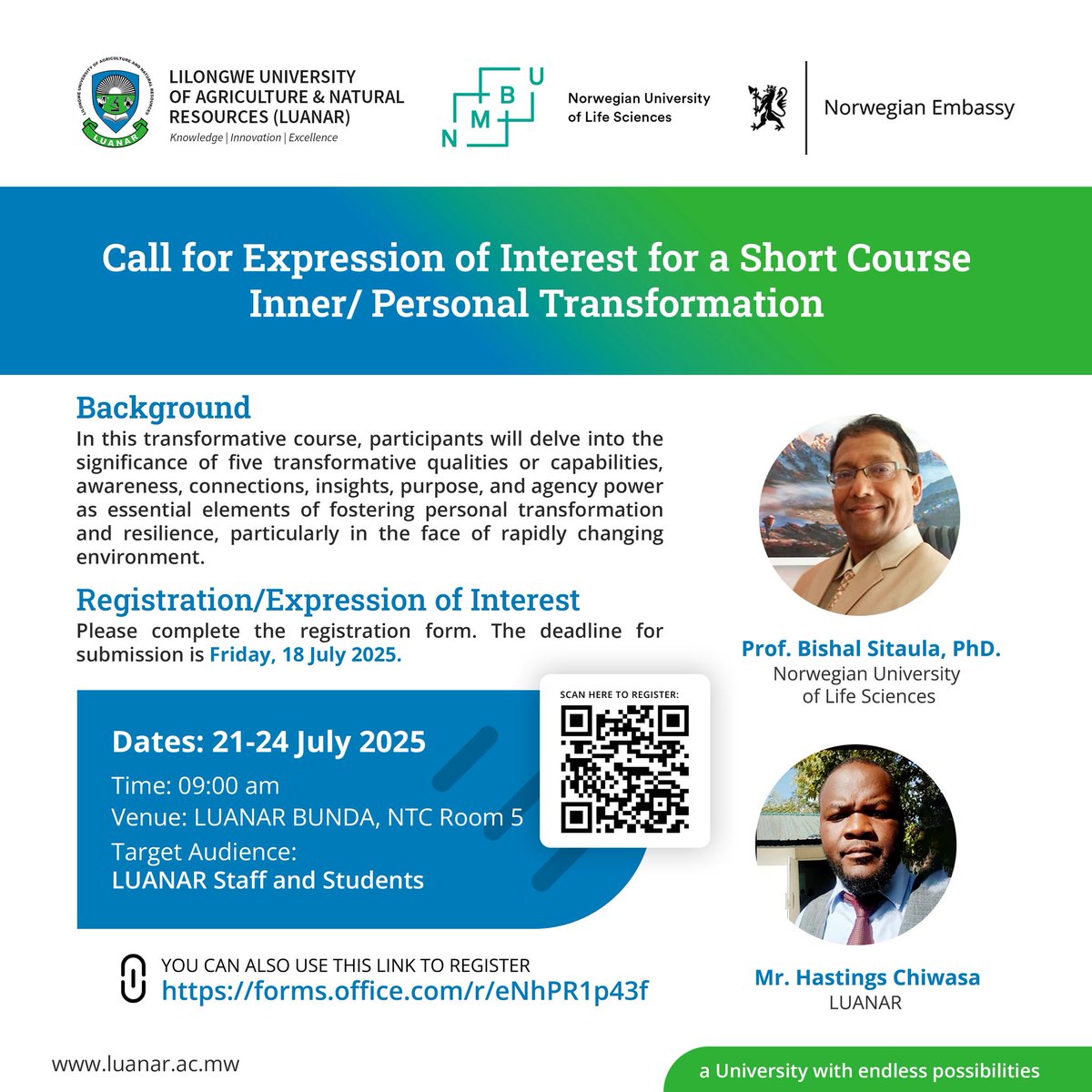 SHORT COURSE OPPORTUNITY 

Register through this link: forms.office.com/r/eNhPR1p43f