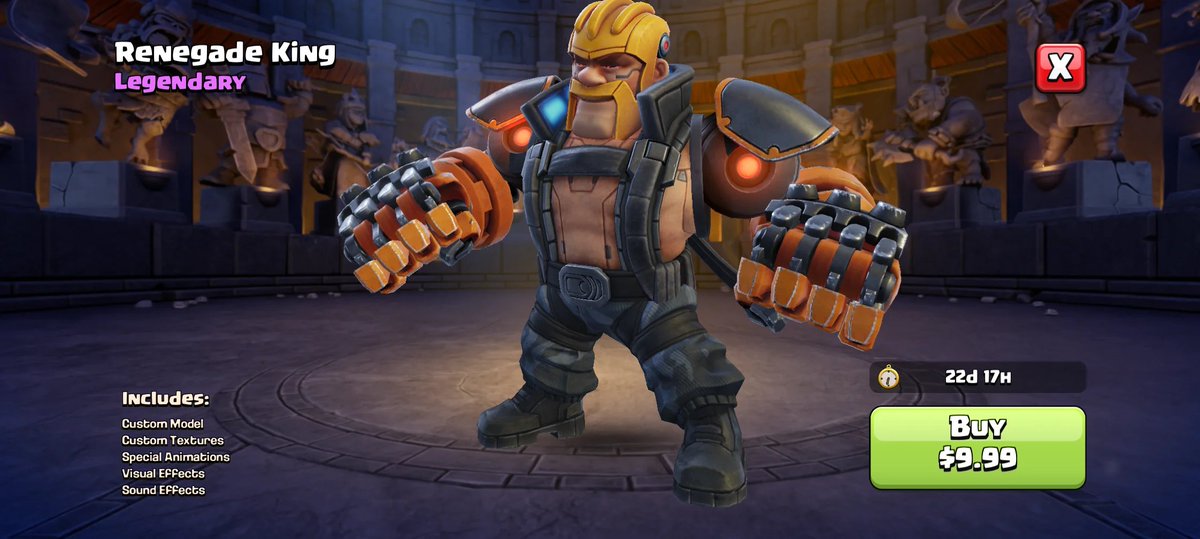 FlowSavedTV's tweet photo. The new renegade barb king skin goes so hard. It reminds me of Jack from Tekken #ClashOfClans https://t.co/OhAyrywEII