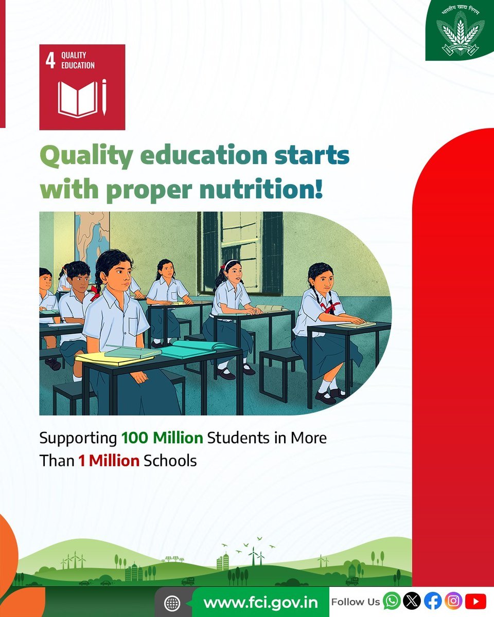 Covering more than100 Million children across 1 Million schools,  the PM POSHAN school meal scheme enhances learning outcomes and attendance. By ensuring a steady supply of food grains, FCI helps create a healthier, brighter future for millions of students across India. Because
