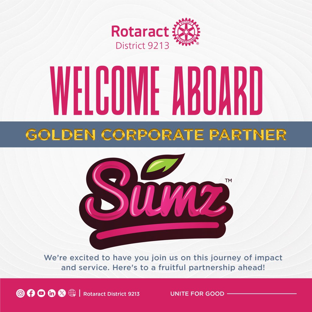 🎉 Exciting News!

We proudly welcome <a href="/sumz_snacks/">SUMZ</a> as our Golden Corporate Partner! 🌟

We’re thrilled to have them on board as we journey together to create lasting impact and drive meaningful service across communities.

Cheers to a fruitful partnership ahead! 

#Unite4Good9213