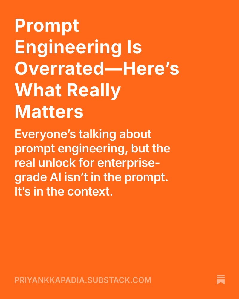 We’ve been practicing context engineering long before it had a name. Just because a new buzzword enters the scene doesn’t mean the fundamentals are outdated. It’s quite the opposite—context engineering is the foundation.

open.substack.com/pub/priyankkap…