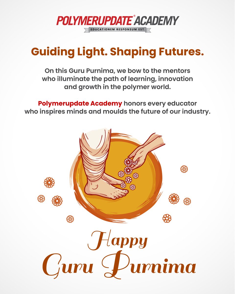 Happy Guru Purnima from Polymerupdate Academy!

Today, we honour the mentors, educators, and industry experts who turn curiosity into capability.

Thank you for guiding minds, shaping careers, and powering innovation in the world of polymers.

#GuruPurnima #PolymerupdateAcademy