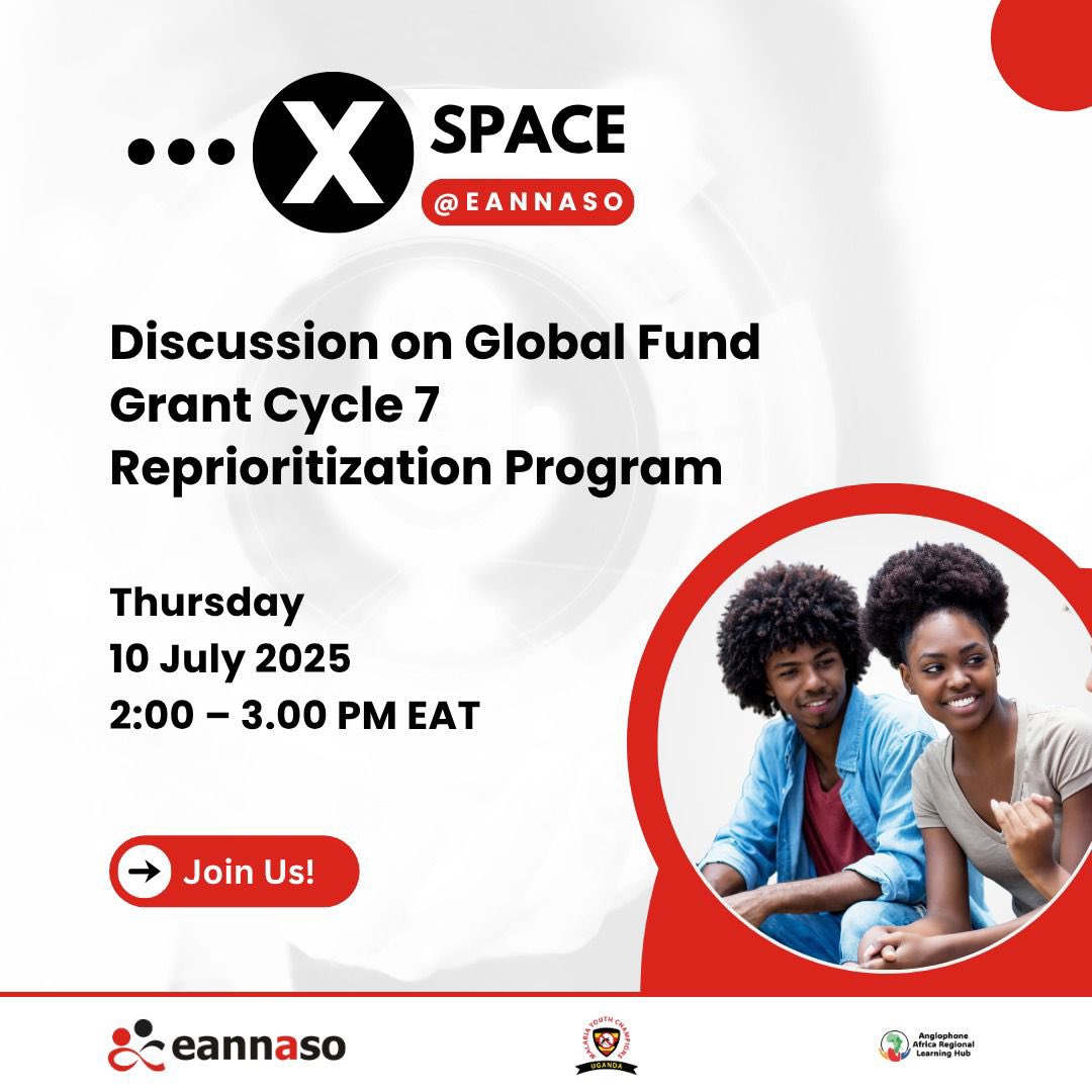 Today at 2:00 pm <a href="/MalariaYouthUG/">Malaria Youth Champions Uganda</a> and <a href="/eannaso/">EANNASO</a> we will be having deliberations around the <a href="/GlobalFund/">The Global Fund</a> Grant Cycle 7 Reprioritization. What are your thoughts and how are you handling all the new guidelines? Join us using this link x.com/i/spaces/1nAKE…