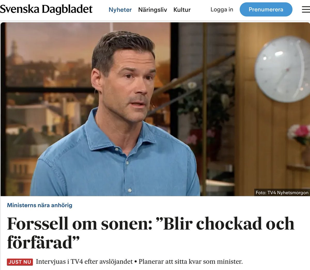 moderatkarlsson's tweet image. Att stå inför hela svenska folket och prata om sin sons misstag kräver mod.
Johan Forssell visar att man kan vara både minister och pappa, och ta ansvar i båda rollerna.
Fler borde ta efter, både vad gäller ansvarstagande och öppenhet, även när det är svårt.