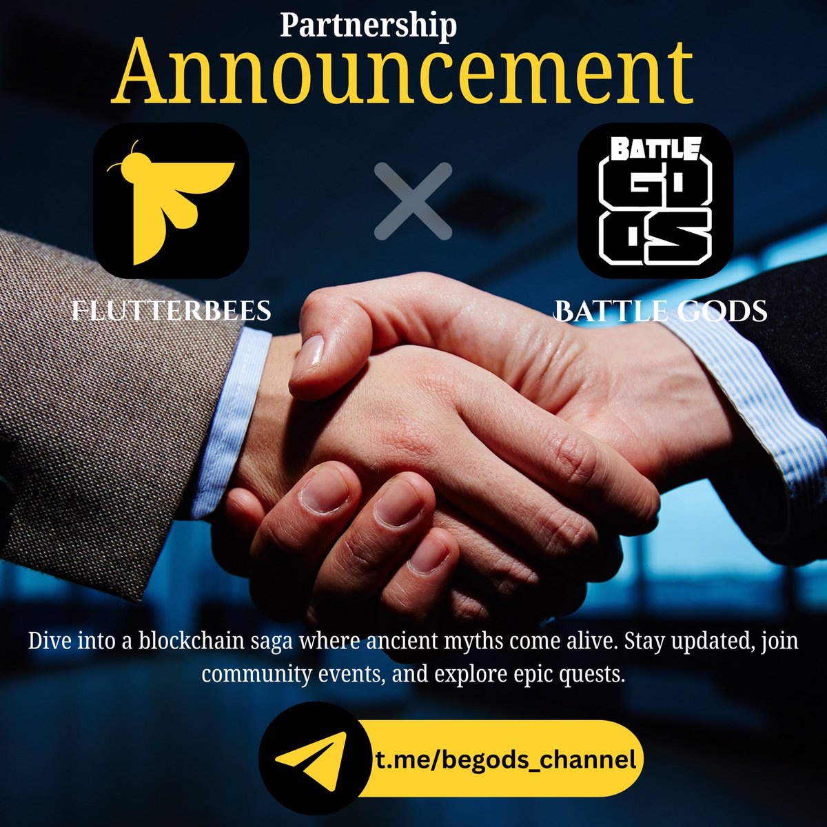 FlutterBees_X's tweet image. 🐝 🐝 FLUTTER BEES x BeGODS ⚔️
Myths meet strategy in this epic Web3 collab.
Join the saga &amp;amp; play now!

🎮 t.me/BeGods_bot
💬 t.me/begods_channel
❌ x.com/BattleofGods_io

#FlutterBees #Partnerships #BeGODS