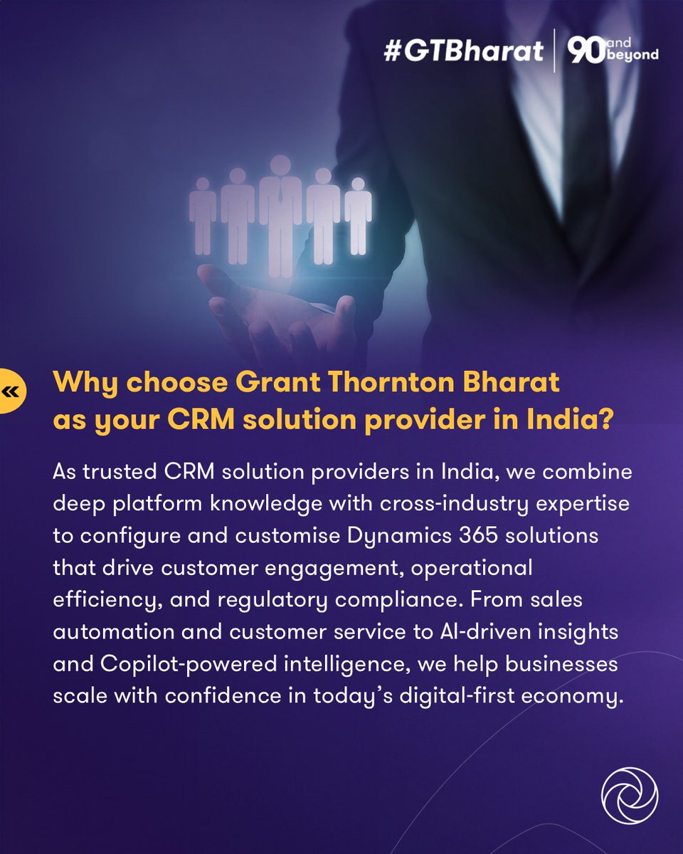 GrantThorntonIN's tweet image. Building strong customer relationships across channels and systems is key to business success—but it can be challenging without the right tools. #GTBharat integrates #Dynamics365, Power Platform &amp;amp; Azure to deliver scalable, tailored #CRMsolutions.

Visit: brnw.ch/21wU08S