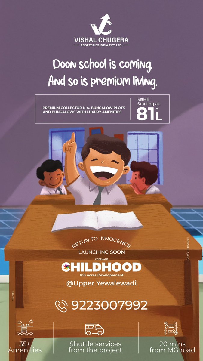 VishalPvt's tweet photo. A Location thats about to transform and you can be part of it from day one at Upper Yewalewadi — where the nostalgia of childhood meets the promise of world-class infrastructure.

Launching soon 
Codename CHILDHOOD —Retuen To Innocence

A 100-acre premium development of 4BHK Coll https://t.co/HBQZZoLkk3