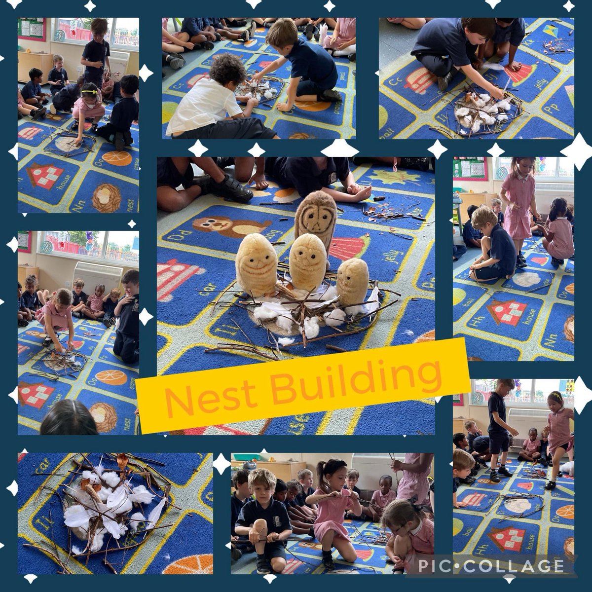 This week the owl babies have come to visit reception. We will be learning lots about owls and their habitats, as well as helping the owl babies find mummy owl! We challenged ourselves to collect materials and build a nest. It was perfect for our Owl Babies and Owl Mother 😊