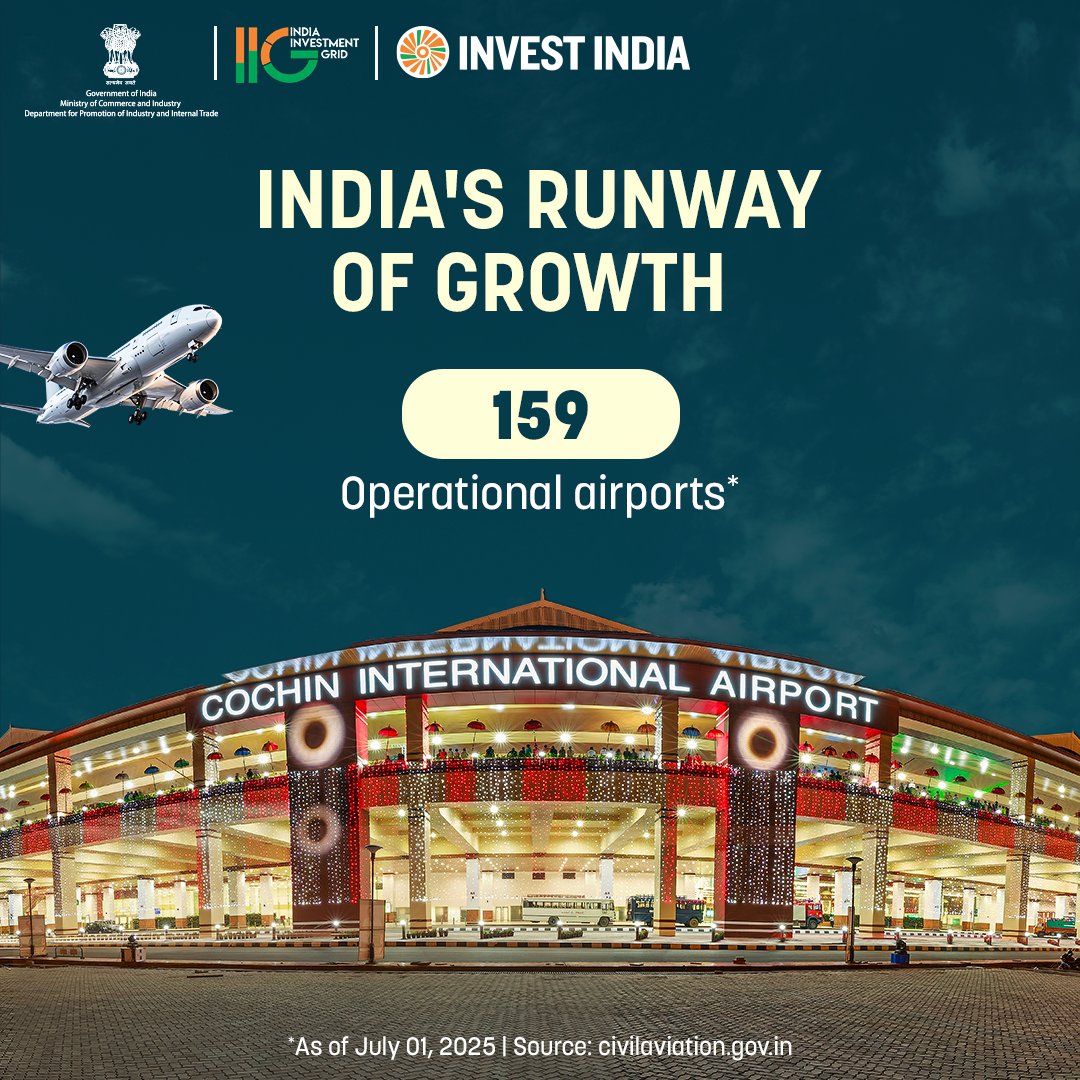 IIG_GoI's tweet image. #GrowWithIndia
#NewIndia’s #aviation sector has reached new heights, becoming the third-largest domestic market worldwide. This momentum is driving airport upgrades and generating new investment opportunities.
Invest now: bit.ly/IIG-Aviation
#InvestInIndia #IIG @DGCAIndia