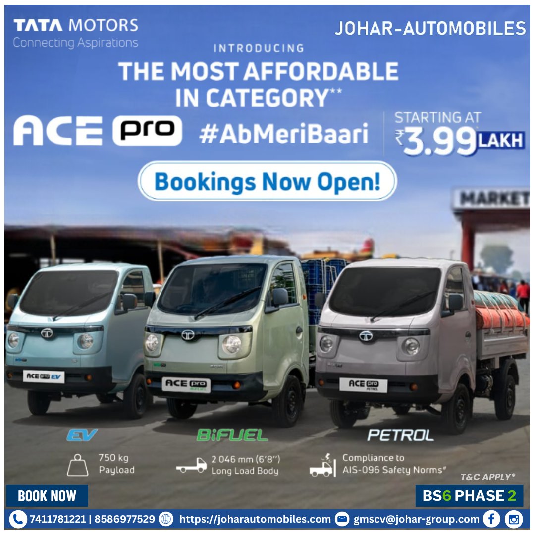johartatamotors's tweet photo. It's time to fulfill your dreams and soar. Your turn to progress and start your own business has arrived.
अधिक जानकारी और गाड़ी बुक करने के लिए तुरंत संपर्क कीजिए जौहर ऑटोमोबाइल्स -:📞+918586977535
#joharautomobiles #DeshKeTrucks #TataMotors #ACEPro #ACEProPetrol #ACEProBiFuel https://t.co/P69xAtywR5