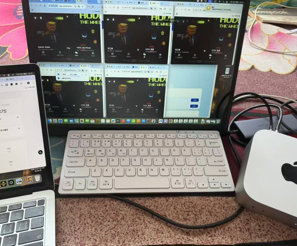 币安空投的m已单号400美金；m4撸毛用aoc34寸带鱼屏➕华硕16寸便携屏；山寨普涨，领明天的alpha