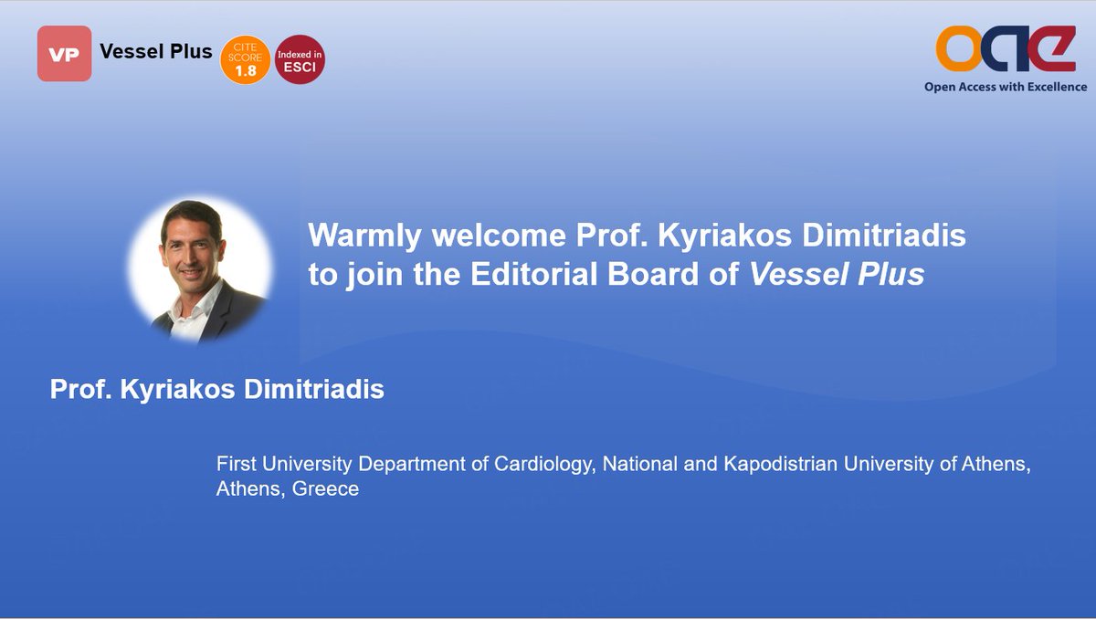 Vessel Plus (@vessel_plus) on Twitter photo 📢Welcome aboard!
Thrilled to announce Prof. <a href="/KyriakosDimitr1/">Kyriakos Dimitriadis</a> joining the #VesselPlus Editorial Board! His deep expertise in hypertension, blood pressure regulation, atherosclerosis, and heart failure will drive impactful cardiovascular research forward.#Cardiology #Hypertension 📢Welcome aboard!
Thrilled to announce Prof. <a href="/KyriakosDimitr1/">Kyriakos Dimitriadis</a> joining the #VesselPlus Editorial Board! His deep expertise in hypertension, blood pressure regulation, atherosclerosis, and heart failure will drive impactful cardiovascular research forward.#Cardiology #Hypertension