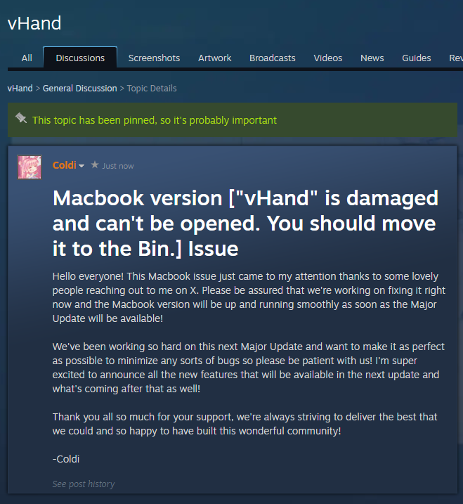 ColdiArt's tweet image. Important notice for new vHand Mac users 🙏
Thank you all for your patience and understanding, so sorry for the inconvenience!