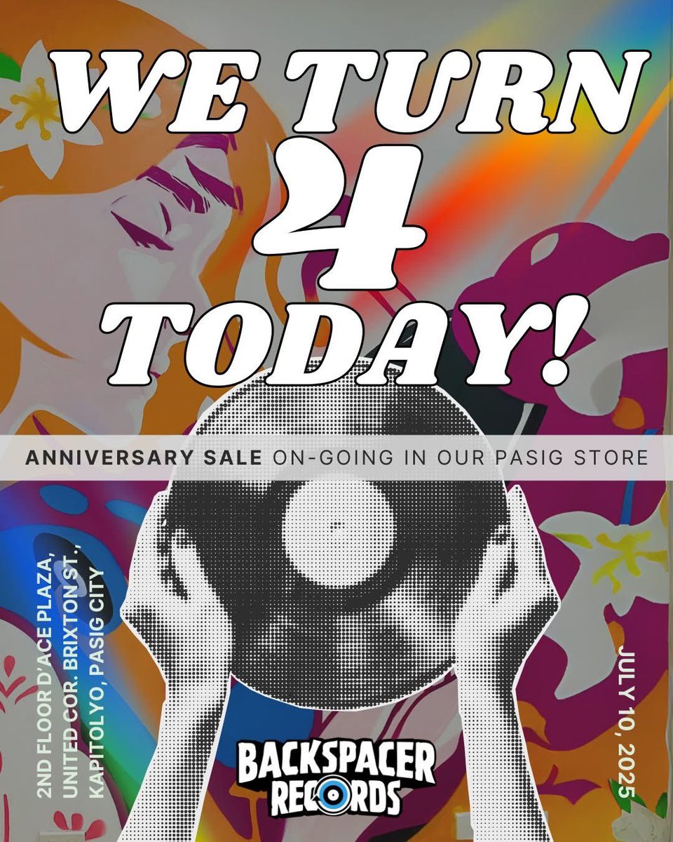 OUR STORE TURNS 4! 🎉

Be the first to see Backspacer Records’ new-look, more spacious Pasig store packed with fresh vinyl titles! 

Celebrate 4 incredible years of our shop with exclusive in-store anniversary deals now through July 31.

Come by today!