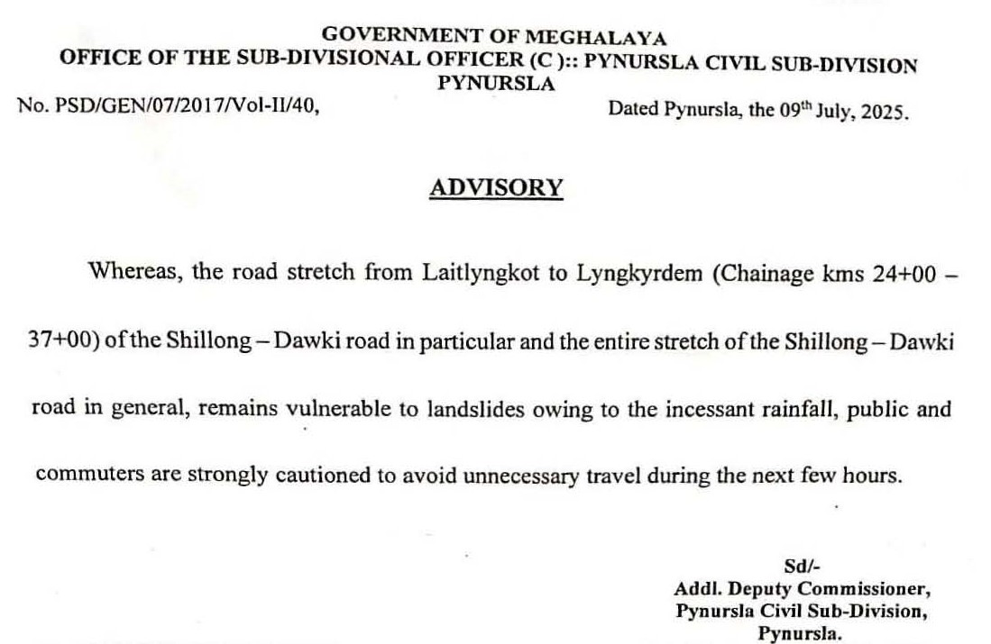 MegNIC (@meghalayagov) on Twitter photo Avoid unnecessary travel on #Shillong–#Dawki Road due to high #LandslideRisk from continuous #Rainfall <a href="/DiprMeghalaya/">DIPR Meghalaya</a> <a href="/EKH_Police/">East Khasi Hills Police</a> (meghalaya.gov.in/sites/default/…) Avoid unnecessary travel on #Shillong–#Dawki Road due to high #LandslideRisk from continuous #Rainfall <a href="/DiprMeghalaya/">DIPR Meghalaya</a> <a href="/EKH_Police/">East Khasi Hills Police</a> (meghalaya.gov.in/sites/default/…)