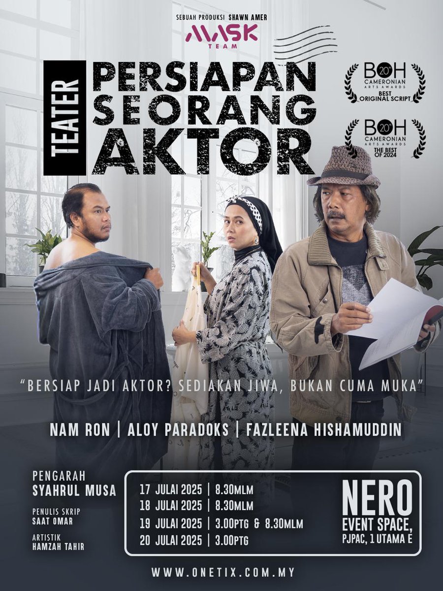 Sesiapa nak lihat Mat Nor dan Wan Chai berentap di pentas teater dalam Persiapan Seorang Aktor, segera book ticket kalian. #PersiapanSeorangAktor.